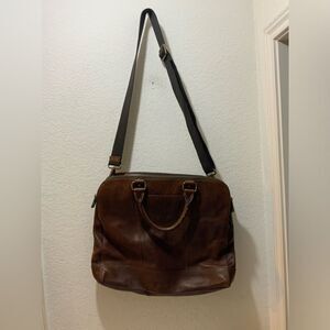 Fossil Briefcase Mens Brown Leather Bag Laptop Messenger